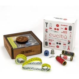 Scatola da Cucito in Legno con Kit da Cucito Cestino da Cucito Kit di Riparazione per Cuciture Strumenti da Cucito Fai-Da-Te Custodia per Riporre Il