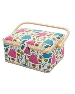 Cestino portalavoro rettangolare "Fantasia cucito" - Grande