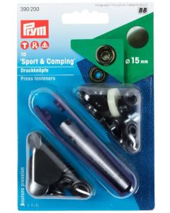 Bottoni a pressione "Sport & Camping" neri 15 mm - Prym