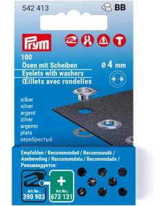 Ricambio occhielli con rondelle 4 mm argento - Prym