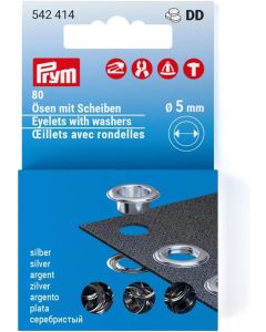 Ricambio occhielli con rondelle 5 mm argento - Prym