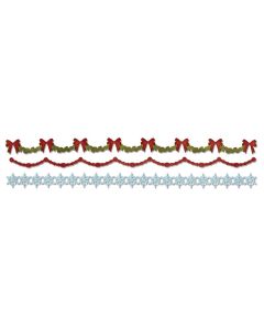 Fustella Sizzix Sizzlits Decorative Strip "Ghirlanda di agrifoglio, perline e fiocchi di neve " - 658760