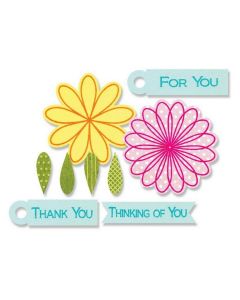 Fustella Sizzix Framelits "Fiori ed etichette" con timbri - 659206