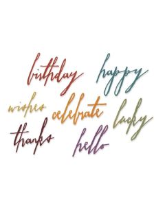 Fustella Sizzix Thinlits "Festeggiamenti, scritte a mano" - 660215