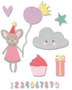 Fustella Sizzix Thinlits "Compleanno bambina" - 662591