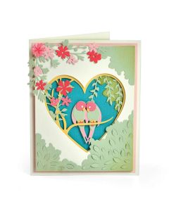 Fustella Sizzix Thinlits "Shadow box uccelli innamorati" - 663619