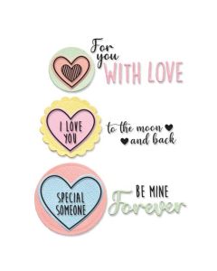 Fustella Sizzix Framelits "Cuori d'amore" con timbri - 665066