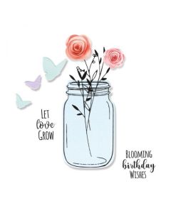  Fustella Sizzix Framelits "Vasetto di compleanno" con timbri - 665320