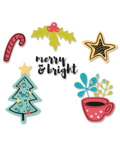 Fustella Sizzix Framelits "Motivi felici" con timbri - 665330