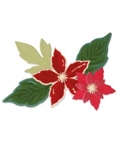 Fustella Sizzix Framelits "Fiori stagionali, Stella di Natale" con timbri - 665331