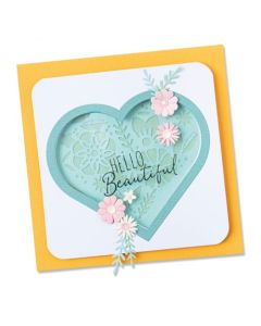 Fustella Sizzix Framelits "Cuore fiorito" con timbri - 665652