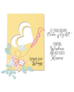 Fustella Sizzix Framelits "Auguri con farfalla" con timbri - 665654
