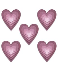 Fustella Sizzix Thinlits "Piastrelle impilate, cuori" - 665858