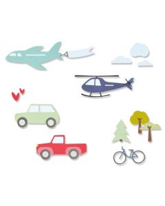 Fustella Sizzix Thinlits "Collezione trasporti" - 665899