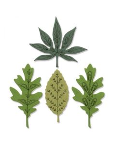  Fustella Sizzix Framelits "Foglie decorative" con timbri - 666010