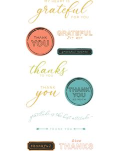 Fustella Sizzix Framelits "Sentimenti di gratitudine" con timbri - 666708