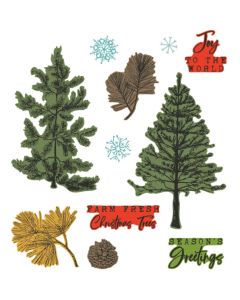 Fustella Sizzix Framelits "Natale, pino delle vacanze" con timbri - 666711