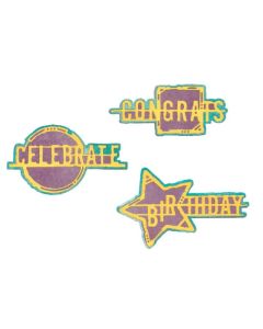 Fustella Sizzix Thinlits "Wafer di parole di compleanno" - 667132