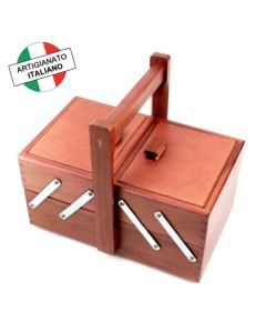 Cestino portalavoro a 2 piani in legno scuro (noce)