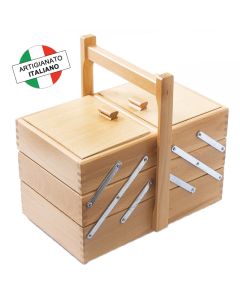 Cestino portalavoro a 3 piani in legno chiaro (faggio)