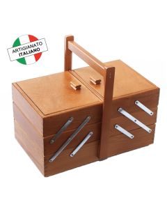 Cestino portalavoro a 3 piani in legno scuro (noce)