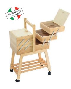 Cestino portalavoro a 3 piani con carrello - legno chiaro (faggio)