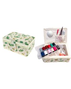 Cestino porta lavoro rettangolare "Fantasia natura" CON KIT CUCITO - Medio