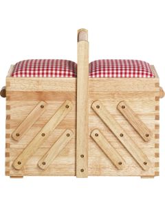 Cestino portalavoro in legno chiaro taglia M con tessuto - Prym