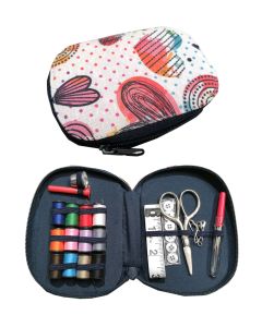 Kit porta cucito completo con astuccio - Cuori