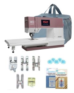 Macchina per cucire elettronica Pfaff Quilt Ambition 635 + Kit 5 piedini, piano prolunga e borsa