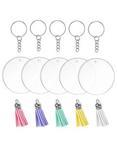 Portachiavi rotondo in acrilico con nappina Teckwrap (5 pezzi)