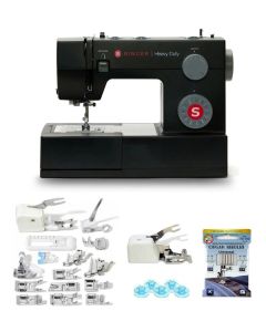 Macchina per cucire meccanica Singer Heavy Duty 4432 Black Edition + Piedino tagliacuci e set 15 piedini