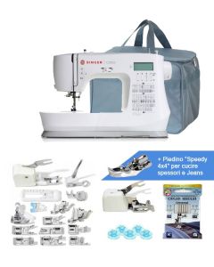 Macchina per cucire elettronica Singer C5955 + Piano prolunga, set 15 piedini e Borsa