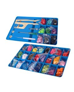 Kit per applicazione bottoni automatici a pressione + 660 bottoni in plastica colorati