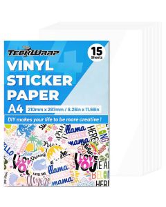Vinile adesivo stampabile bianco lucido Teckwrap (15 pezzi)