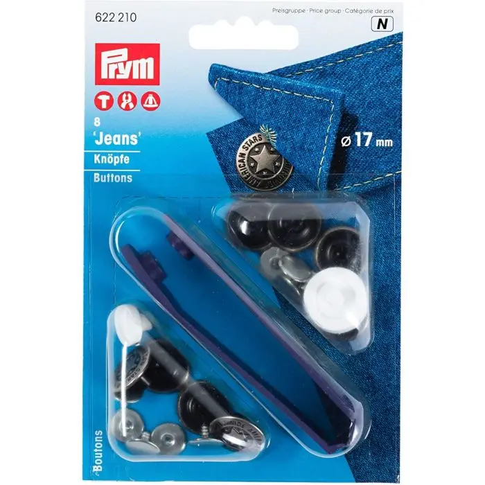 Prym Bottoni Per Pantaloni In Plastica, 4 Fori, Confezione 10 Pezzi (5x15 Mm + 5x17 Mm), Colore Nero - 6