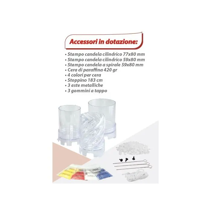 Kit fai da te per la produzione di candele. Include tazza in acciaio inox, cera d'api, clip per nucleo, cucchiaio, un adesivo e un nucleo di cera per la festa della mamma