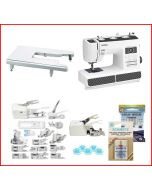 Macchina per cucire meccanica Brother HF 37 con piano prolunga + Piedino Tagliacuci + Piedino Speedy 4x4 + Set 15 piedini
