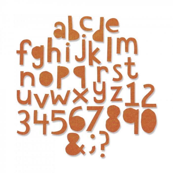 fustella sizzix thinlits alfabeto minuscolo e numeri cutout lower 1 91 cm 663074
