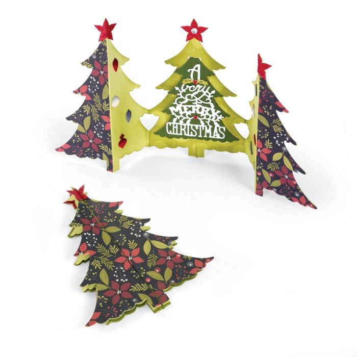 Albero Di Natale 3d.Fustella Thinlits Fold A Long Sizzix Biglietto 3d Albero Di Natale 660665 Natale Fustelle Festivita Big Shot