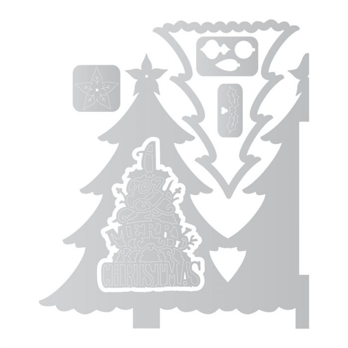 Fustella Albero Di Natale 3d.Fustella Thinlits Fold A Long Sizzix Biglietto 3d Albero Di Natale 660665 Natale Fustelle Festivita Big Shot